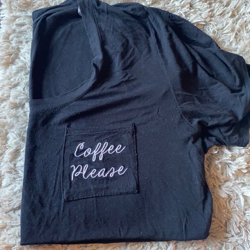 Coffee please graphic embroidered tee